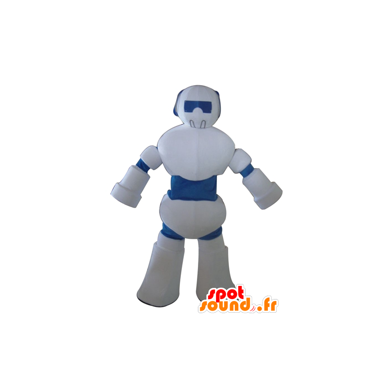 Mascotte de robot blanc et bleu, géant - MASFR23995 - Mascottes de Robots