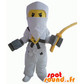 Lego samuraj maskotka, żółty i biały, z kapturem - MASFR23996 - Gwiazdy Maskotki