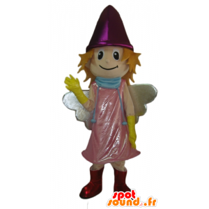 Mascot smiling little fairy with pink dress - MASFR24006 - Mascots fairy