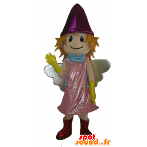 ピンクのドレスを着た小さな妖精の笑顔のマスコット-MASFR24006-妖精のマスコット