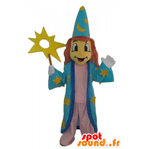 Mascot witch, witch, with a blue dress - MASFR24007 - Human mascots
