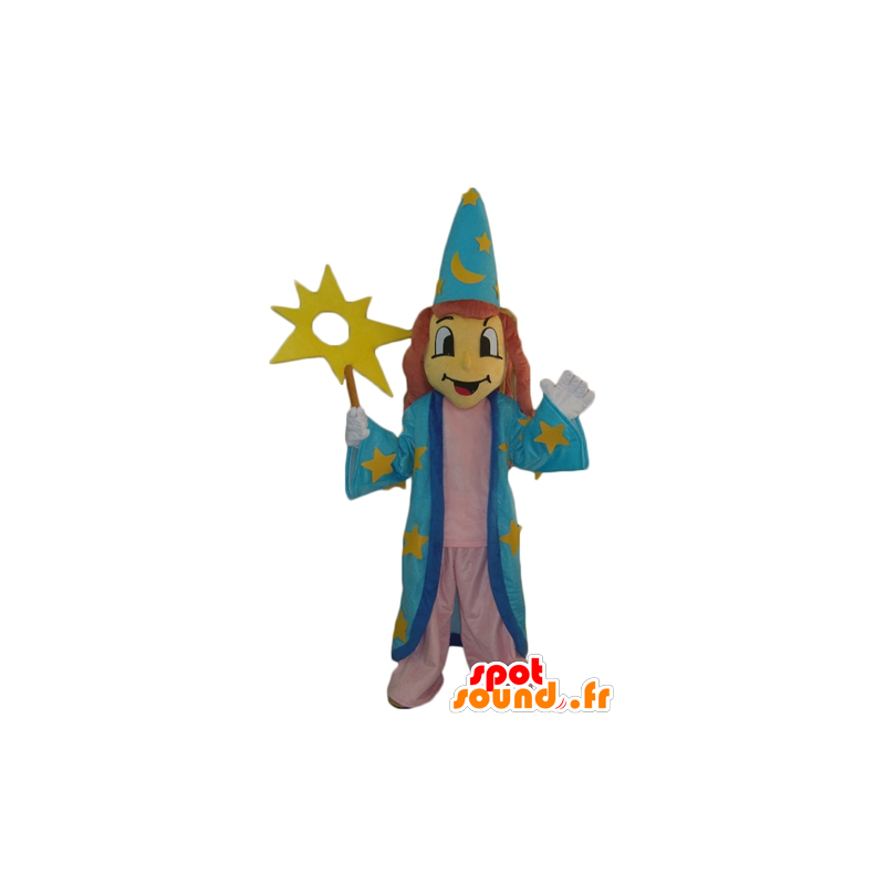 Mascot witch, witch, with a blue dress - MASFR24007 - Human mascots