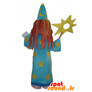 Mascot tryllekunstner, heks, med en blå kjole - Spotsound