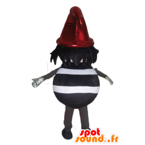 Striped pupazzo mascotte in bianco e nero, con un berretto rosso - MASFR24008 - Mascotte non classificati