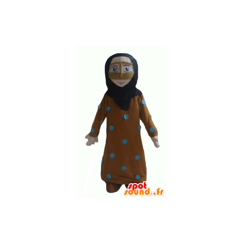Eastern Maskottchen, eine verschleierte Frau, in Orange und Blau gekleidet - MASFR24009 - Maskottchen-Frau