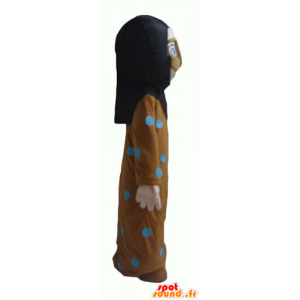 Mascote Oriental, uma mulher velada, vestido com laranja e azul - MASFR24009 - Mascotes femininos