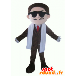 Businessman mascot of mustache in suit and tie - MASFR24011 - Human mascots