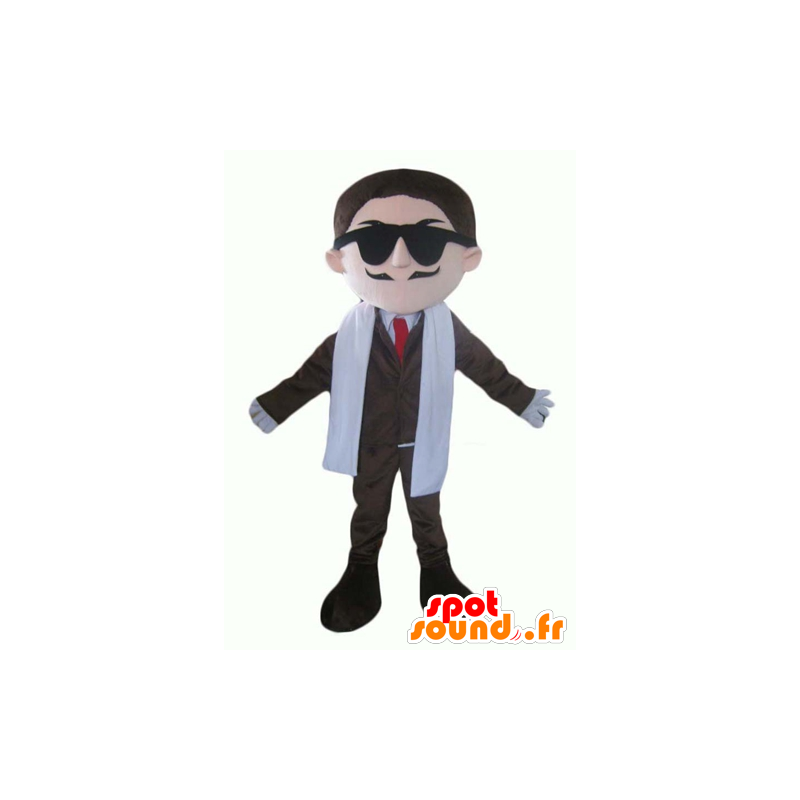 Businessman mascot of mustache in suit and tie - MASFR24011 - Human mascots