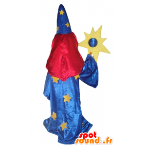 Mascotte de magicienne, en robe bleue, avec un voile sur les yeux - MASFR24013 - Mascottes Humaines
