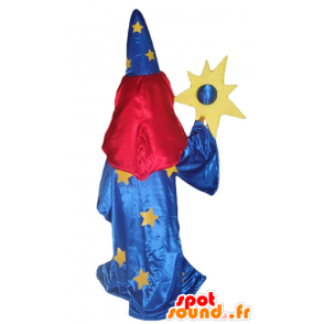 Mascotte de magicienne, en robe bleue, avec un voile sur les yeux - MASFR24013 - Mascottes Humaines