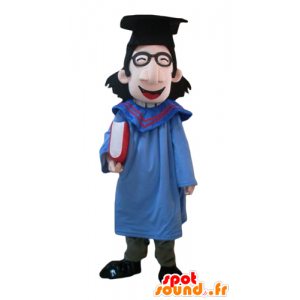 Estudante da mascote com uma toga e um chapéu de pós-graduação - MASFR24014 - Mascotes Boys and Girls