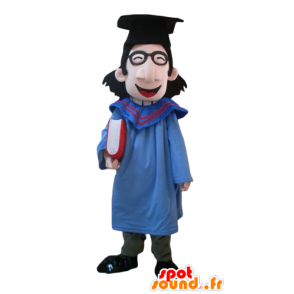Estudante da mascote com uma toga e um chapéu de pós-graduação - MASFR24014 - Mascotes Boys and Girls