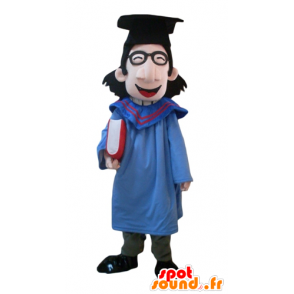 Mascotte d'étudiant avec une toge et une toque de diplômé - MASFR24014 - Mascottes Garçons et Filles