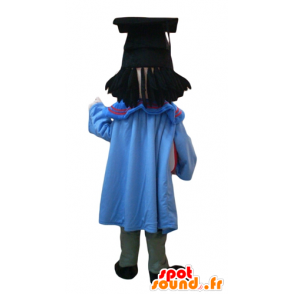 Mascot student met een toga en een afgestudeerde hoed - MASFR24014 - Mascottes Boys and Girls