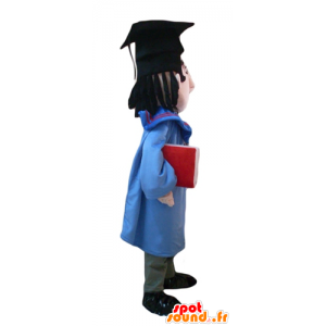 Μασκότ μαθητής με ένα τήβεννος και απόφοιτος καπέλο - MASFR24014 - Μασκότ Αγόρια και κορίτσια