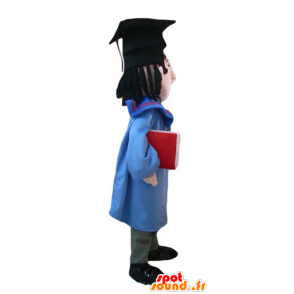 ガウンと卒業式の帽子をかぶった学生マスコット-MASFR24014-男の子と女の子のマスコット