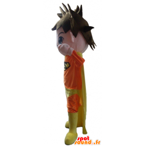 Superhero mascot dressed in orange and yellow - MASFR24017 - Superhero mascot