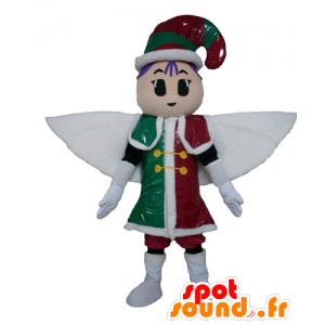 Fairy Mascot, pixie, kledd rødt, grønt og hvitt - MASFR24018 - Fairy Maskoter