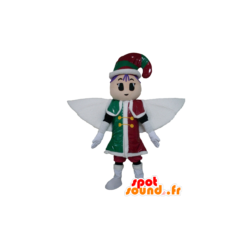 Fairy Mascot, pixie, dressed red, green and white - MASFR24018 - Mascots fairy