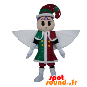 Fairy Mascot, elf, gekleed rood, groen en wit - MASFR24018 - Fairy Mascottes