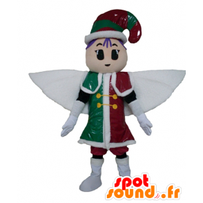 Fairy-Maskottchen, elf, gekleidet rot, grün und weiß - MASFR24018 - Maskottchen-Fee