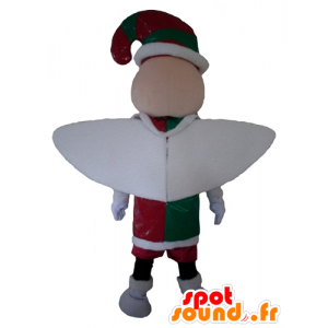 Fada Mascot, duende, vestido vermelho, verde e branco - MASFR24018 - fadas Mascotes