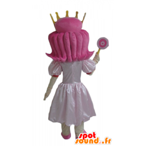 Princess Mascot met roze haar met een mooie jurk - MASFR24022 - Human Mascottes