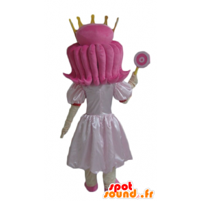 Princess Mascot met roze haar met een mooie jurk - MASFR24022 - Human Mascottes
