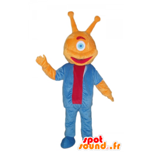 Mascot oransje fremmed med bare ett øye - MASFR24023 - Ikke-klassifiserte Mascots