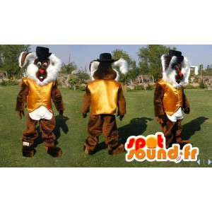 Mascot brown and white rabbit hairy. Bunny Costume - MASFR006597 - Rabbit mascot