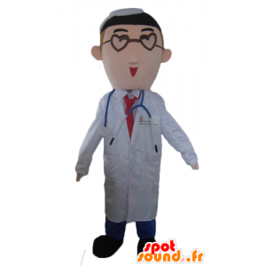 Μασκότ γιατρό σε γιατρό σε ένα λευκό παλτό - MASFR24025 - Ανθρώπινα Μασκότ