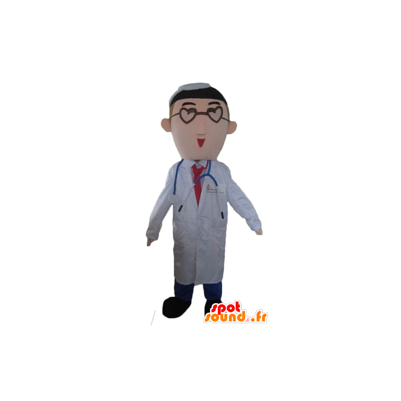 Mascotte médico en médico en una bata blanca - MASFR24025 - Mascotas humanas