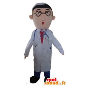 Mascotte de médecin, de docteur en blouse blanche - MASFR24025 - Mascottes Humaines