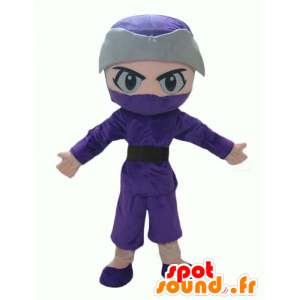 Ninja maskot, dreng i lilla og grå tøj - Spotsound maskot