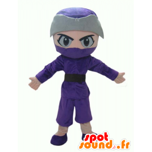 Ninja maskot, pojke i lila och grå outfit - Spotsound maskot