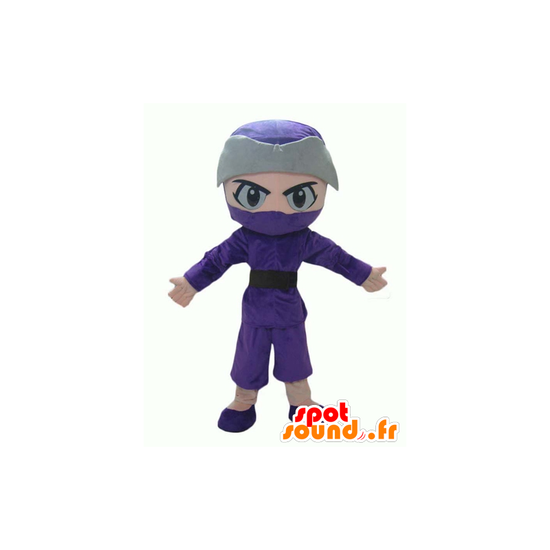 Ninja mascot boy in purple dress and gray - MASFR24026 - Mascots boys and girls