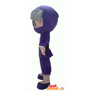 Ninja mascot boy in purple dress and gray - MASFR24026 - Mascots boys and girls