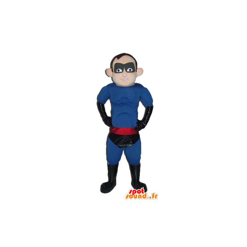 Superhero mascot in blue outfit, black and red - MASFR24027 - Superhero mascot