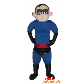 Supereroe mascotte vestito in blu, nero e rosso - MASFR24027 - Mascotte del supereroe