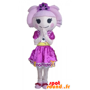 Menina Mascot com cabelo e um vestido roxo - MASFR24028 - Mascotes Boys and Girls