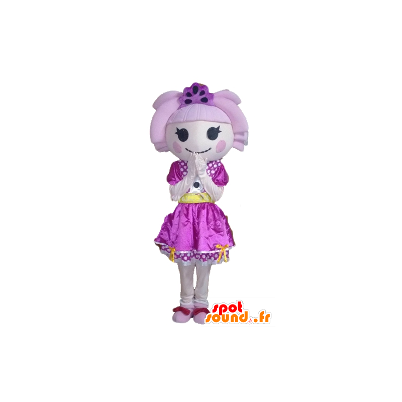 Menina Mascot com cabelo e um vestido roxo - MASFR24028 - Mascotes Boys and Girls