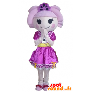 Mascotte Mädchen mit Haaren und lila Kleid - MASFR24028 - Maskottchen-jungen und Mädchen