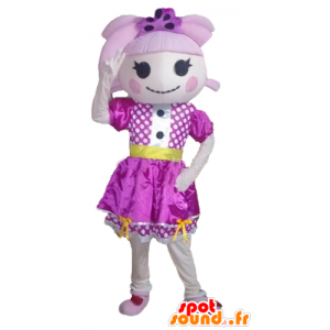 Menina Mascot com cabelo e um vestido roxo - MASFR24028 - Mascotes Boys and Girls