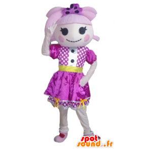 Mascotte Mädchen mit Haaren und lila Kleid - MASFR24028 - Maskottchen-jungen und Mädchen