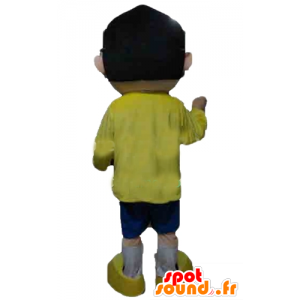 Mascot man met een bril en een gele en blauwe outfit - MASFR24029 - man Mascottes