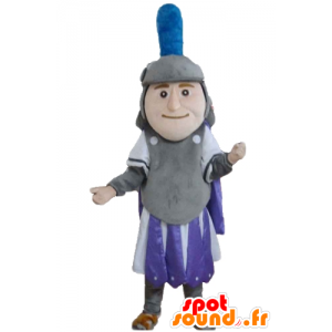 Mascota Knight, vestido de gris, morado y blanco - MASFR24030 - Mascotas de los caballeros