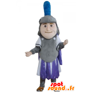 Rytíř maskot, šedá drží fialové a bílé - MASFR24030 - Maskoti Knights