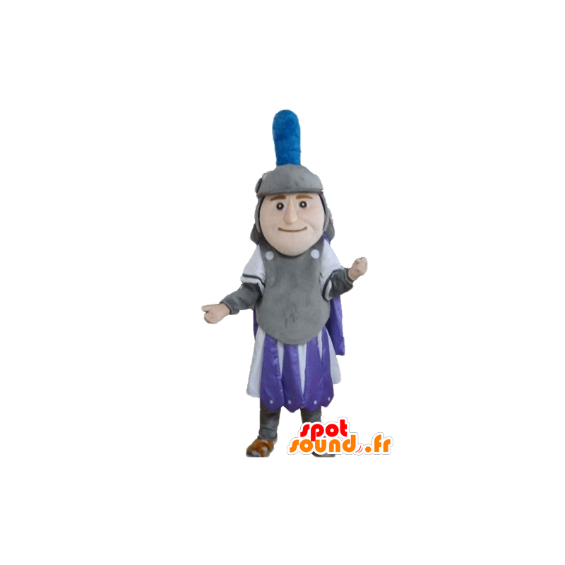 Mascota Knight, vestido de gris, morado y blanco - MASFR24030 - Mascotas de los caballeros