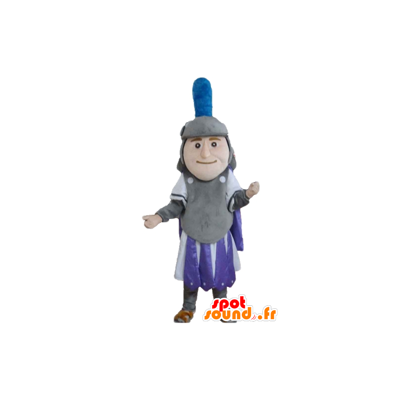 Mascotte de chevalier, en tenue grise, violette et blanche - MASFR24030 - Mascottes de chevaliers