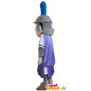 Knight maskot, klædt i grå, lilla og hvid - Spotsound maskot